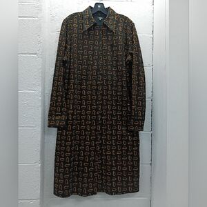 J. Peterman Classic Shirt Dress Black Multi-Color Plus Size 16 Women's